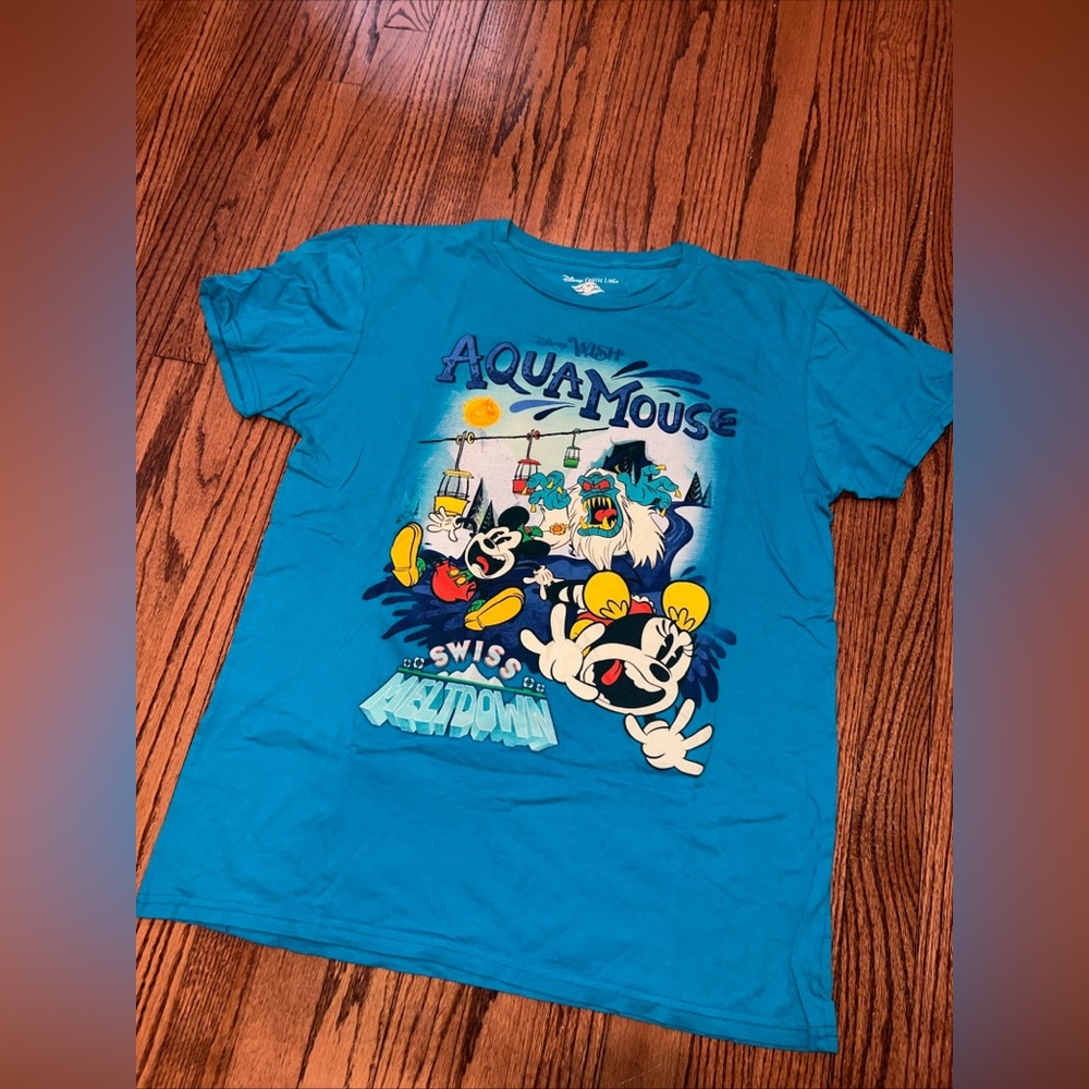 Disney Cruise Line Wish AquaMouse Swiss Meltdown Shirt L Rare Mickey
